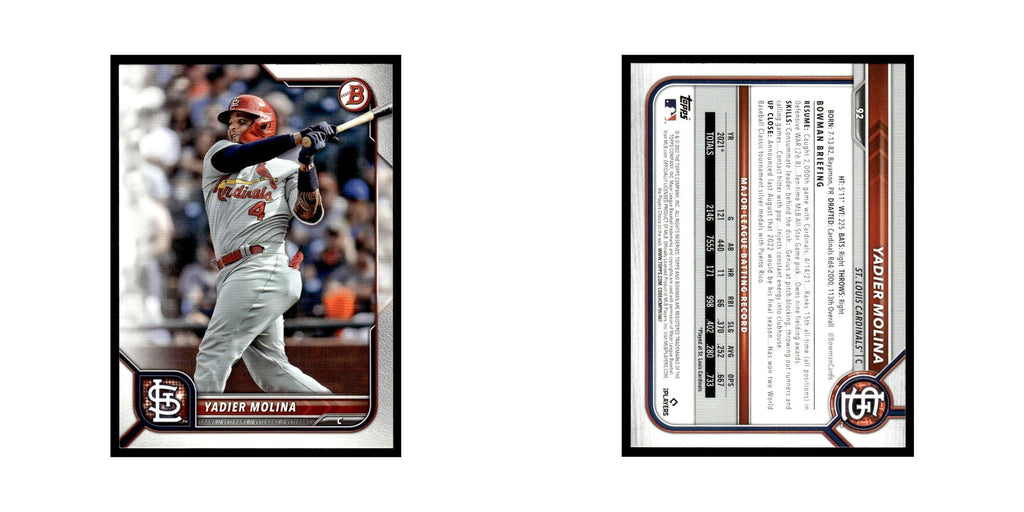 Yadier Molina 2022 Bowman #92 St. Louis Cardinals Baseball Card NM