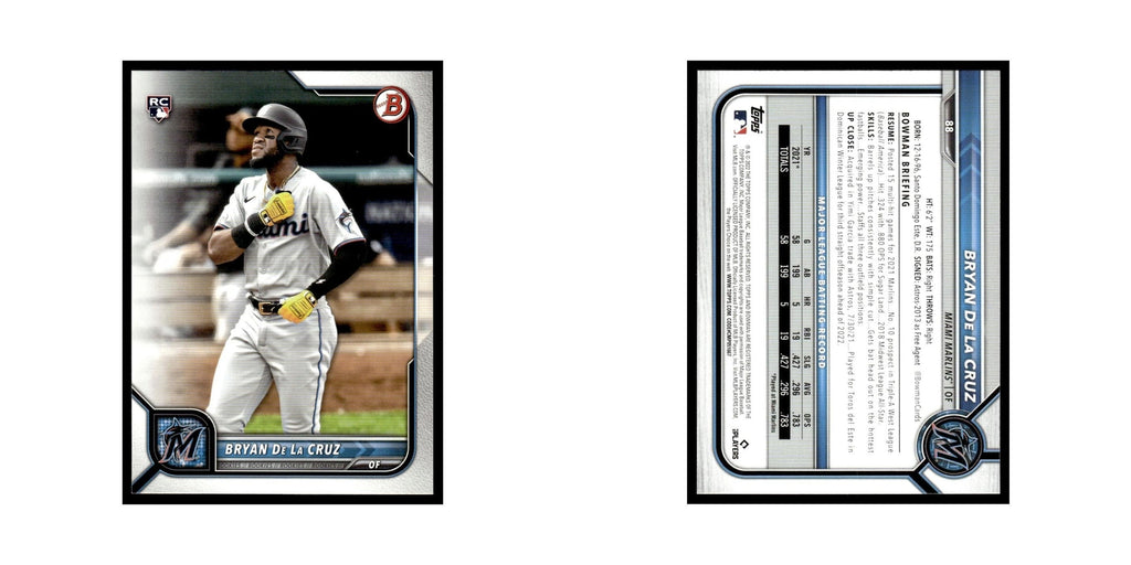 Bryan De La Cruz Rookie 2022 Bowman #88 Miami Marlins Baseball Card NM