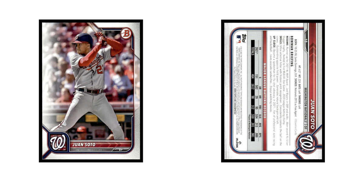 Juan Soto 2022 Bowman #10 Washington Nationals Baseball Card NM