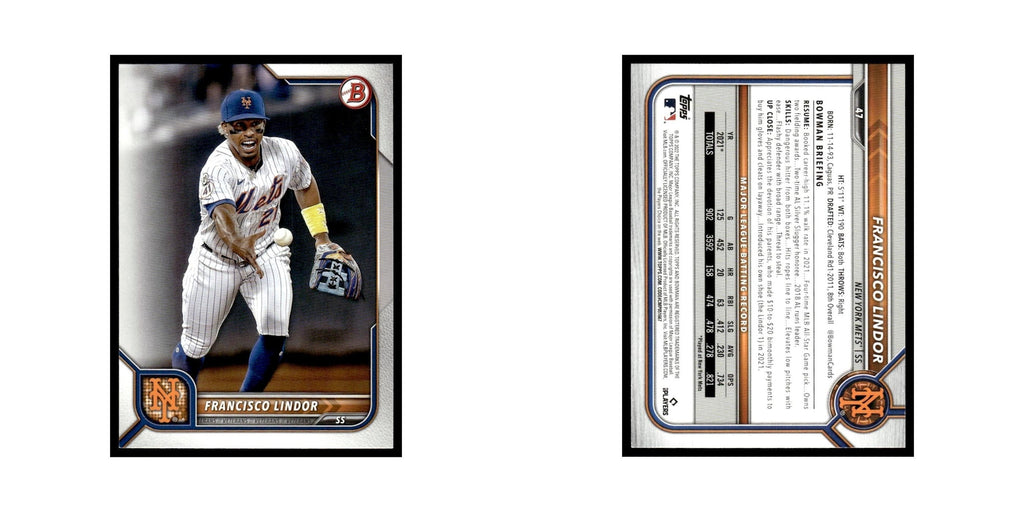 Francisco Lindor 2022 Bowman #47 New York Mets Baseball Card NM
