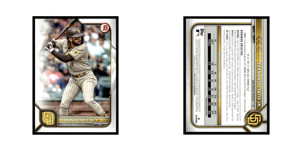 Fernando Tatis Jr. 2022 Bowman #34 San Diego Padres Baseball Card NM