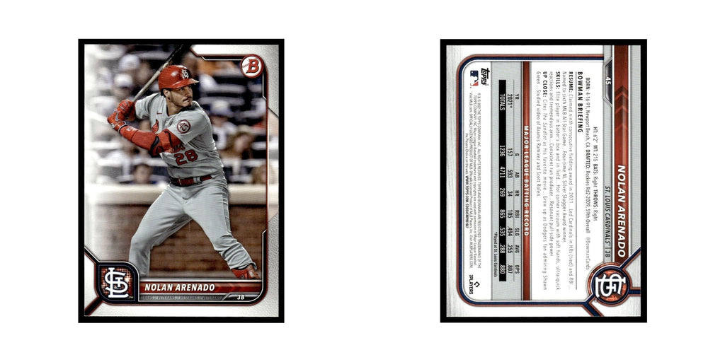 Nolan Arenado 2022 Bowman #4 St. Louis Cardinals Baseball Card NM