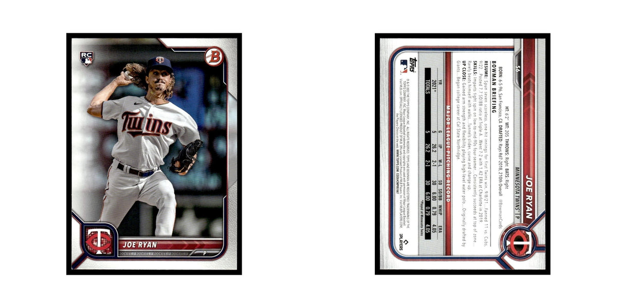 Joe Ryan Rookie 2022 Bowman #56 Minnesota Twins Baseball Card NM