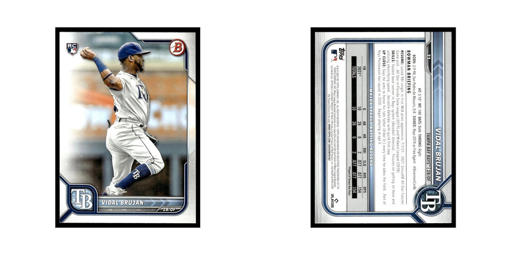 Vidal Brujan Rookie 2022 Bowman #71 Tampa Bay Rays Baseball Card NM