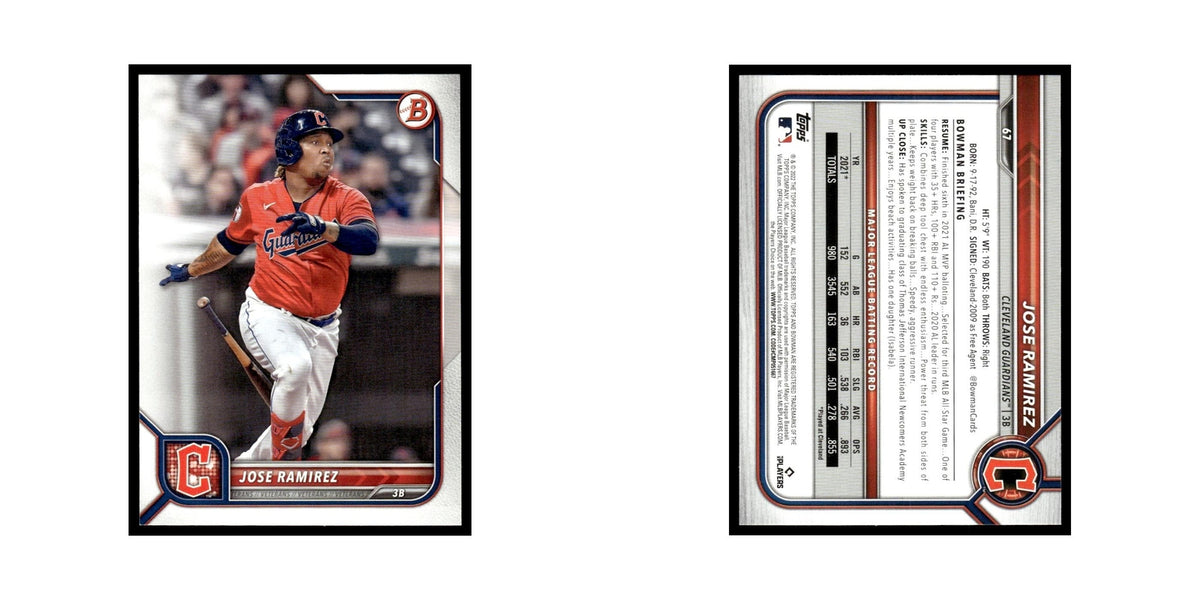 Jose Ramirez 2022 Bowman #67 Cleveland Guardians Baseball Card NM