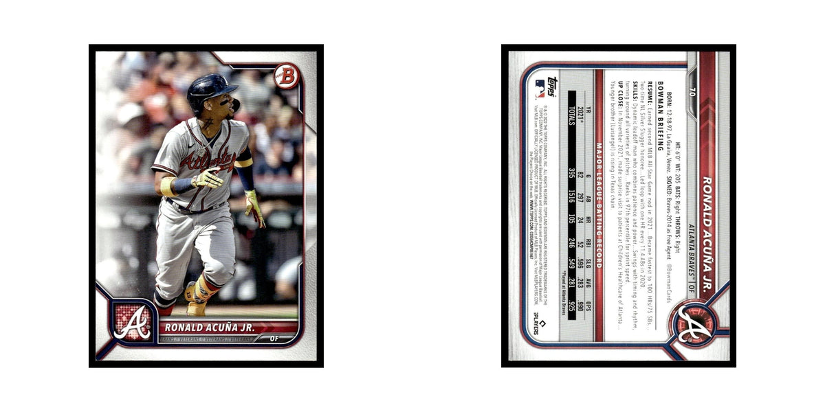 Ronald Acuna Jr. 2022 Bowman #70 Atlanta Braves Baseball Card NM