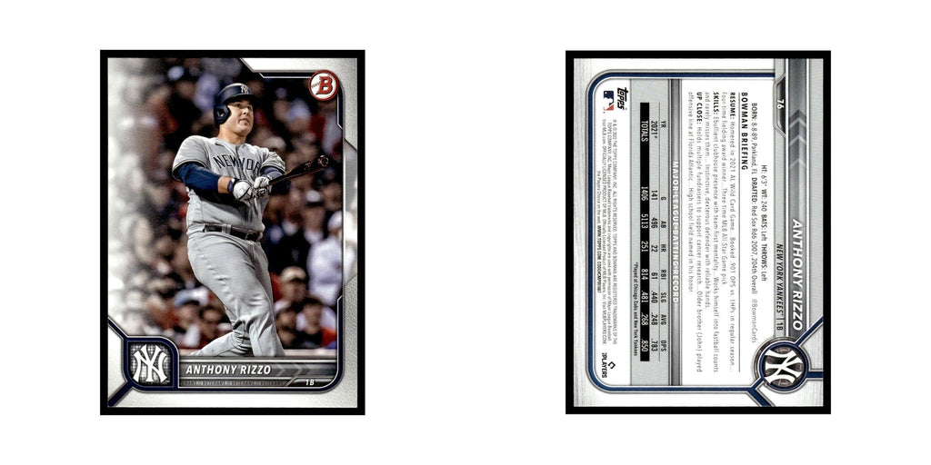 Anthony Rizzo 2022 Bowman #76 New York Yankees Baseball Card NM