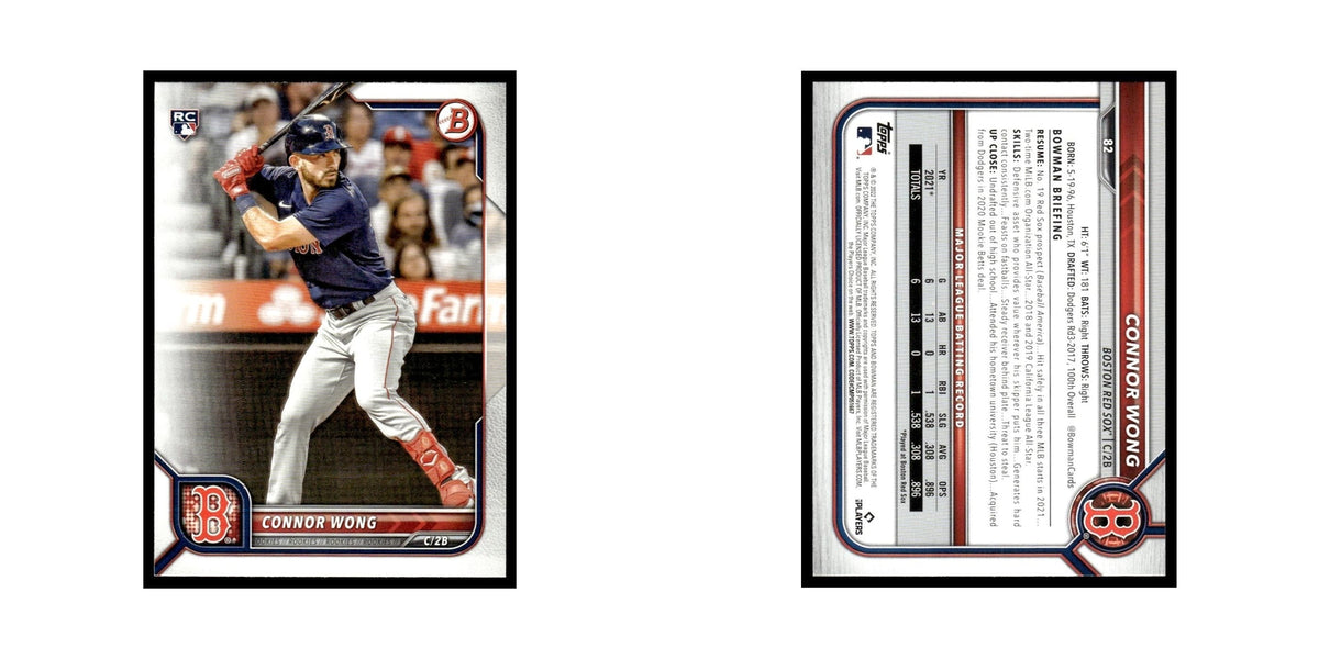 Connor Wong Rookie 2022 Bowman #82 Boston Red Sox Baseball Card NM