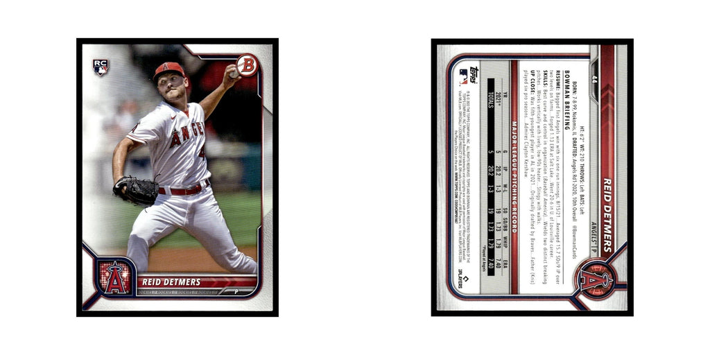 Reid Detmers Rookie 2022 Bowman #44 Los Angeles Angels Baseball Card NM