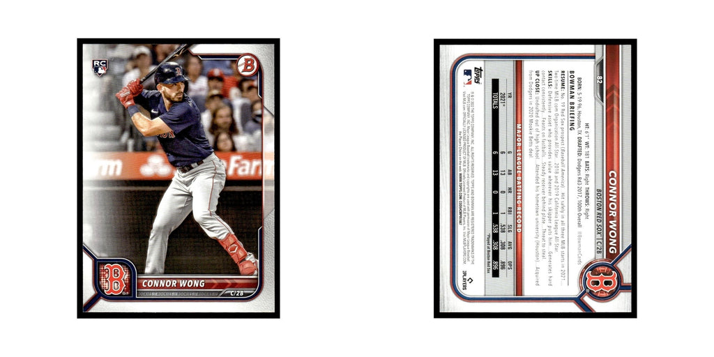 Connor Wong Rookie 2022 Bowman #82 Boston Red Sox Baseball Card NM