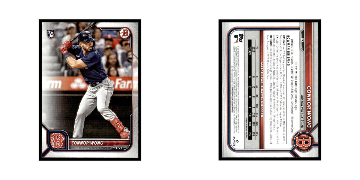 Connor Wong Rookie 2022 Bowman #82 Boston Red Sox Baseball Card NM