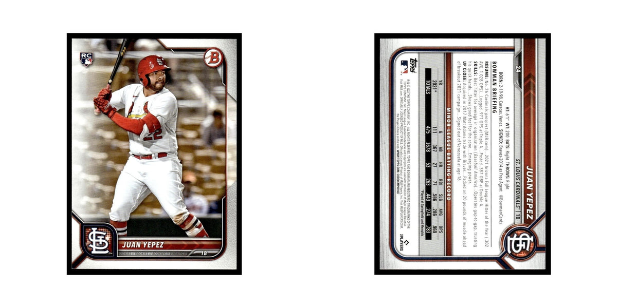 Juan Yepez Rookie 2022 Bowman #24 St. Louis Cardinals Baseball Card NM