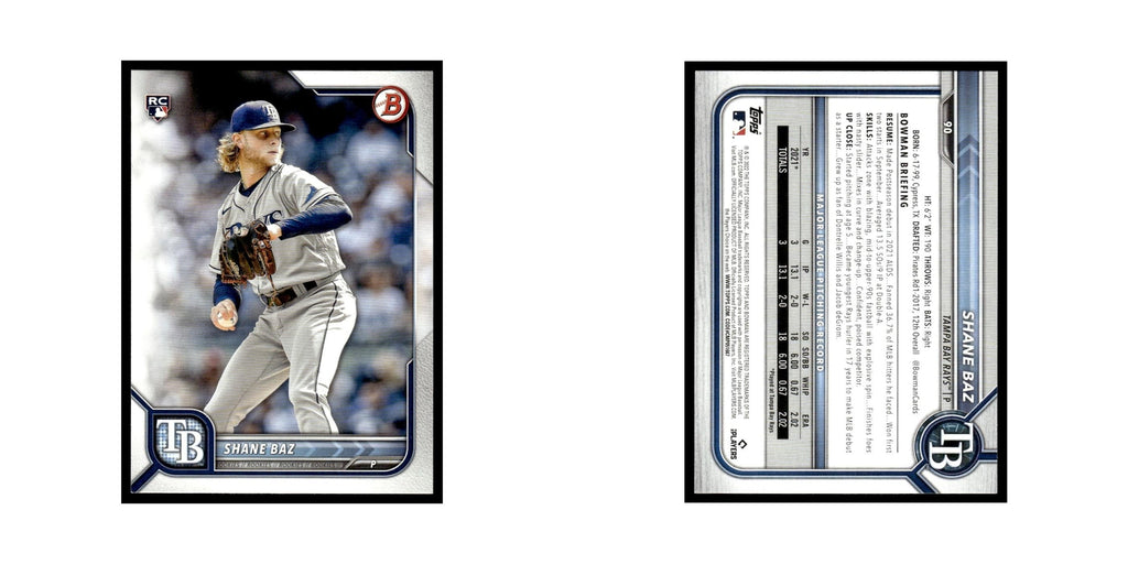 Shane Baz Rookie 2022 Bowman #90 Tampa Bay Rays Baseball Card NM