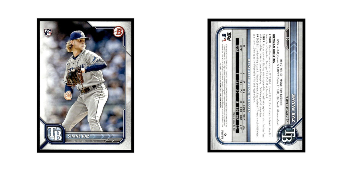 Shane Baz Rookie 2022 Bowman #90 Tampa Bay Rays Baseball Card NM