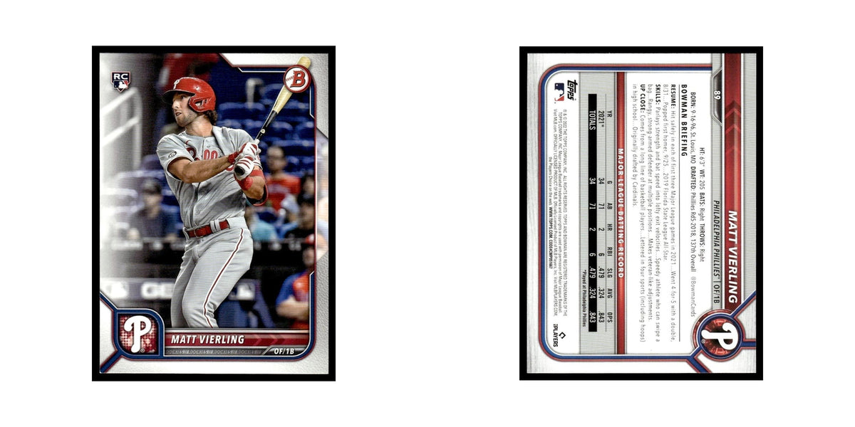 Matt Vierling Rookie 2022 Bowman #89 Philadelphia Phillies Baseball Card NM