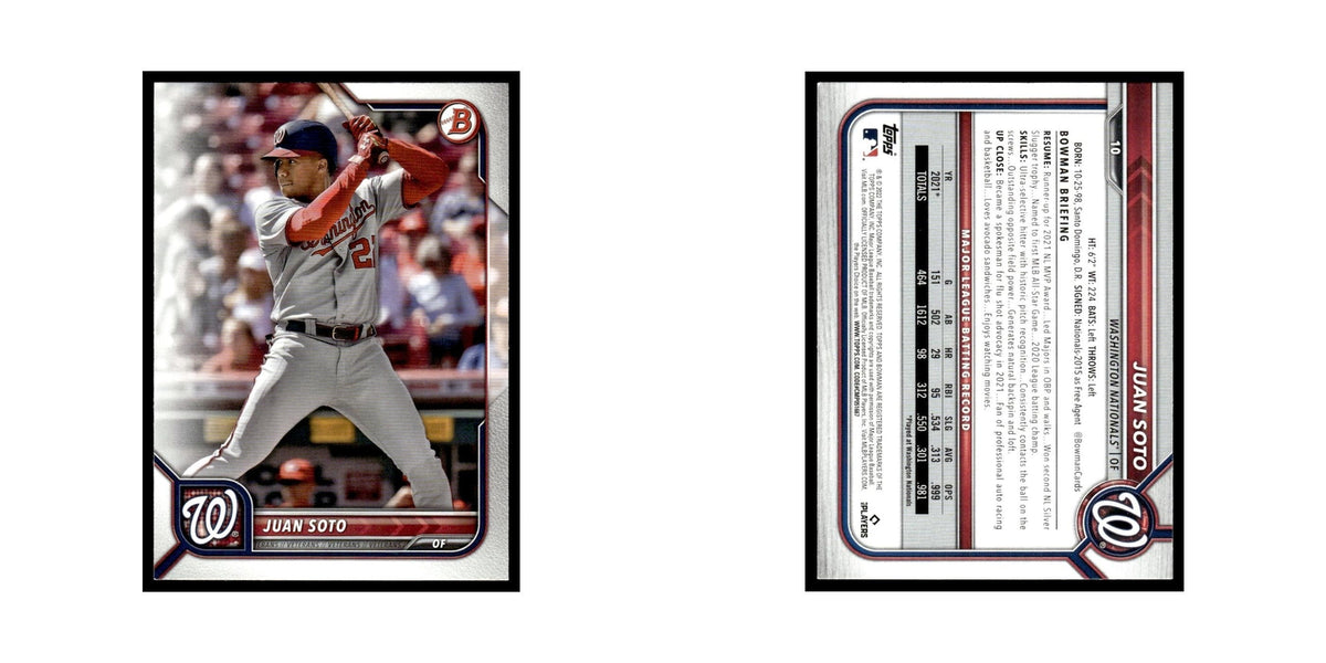 Juan Soto 2022 Bowman #10 Washington Nationals Baseball Card NM