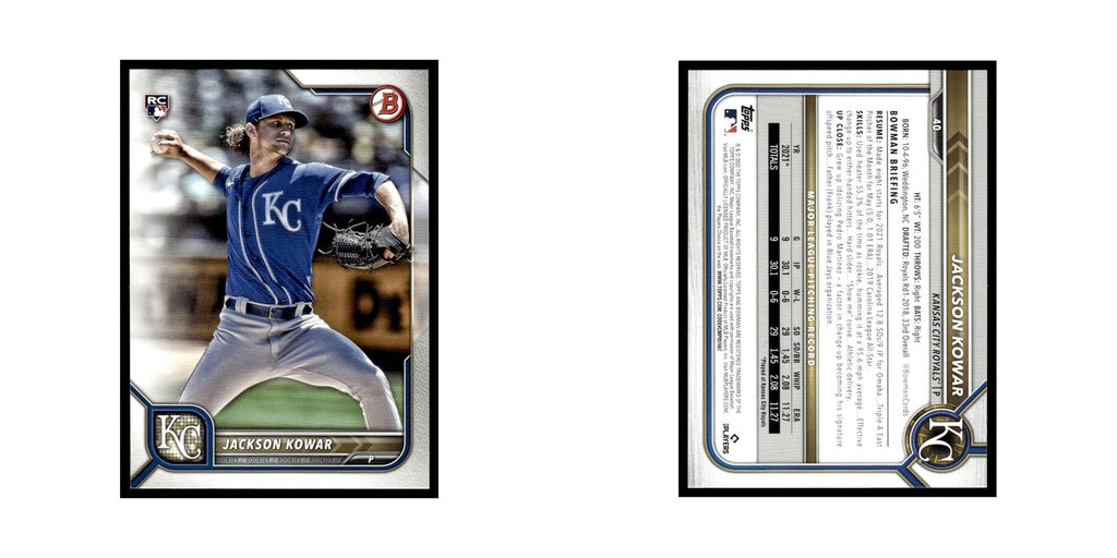 Jackson Kowar Rookie 2022 Bowman #40 Kansas City Royals Baseball Card NM