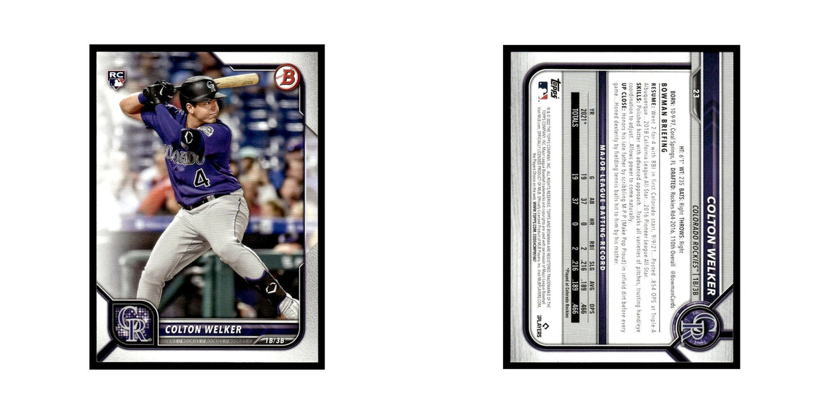 Colton Welker Rookie 2022 Bowman #23 Colorado Rockies Baseball Card NM
