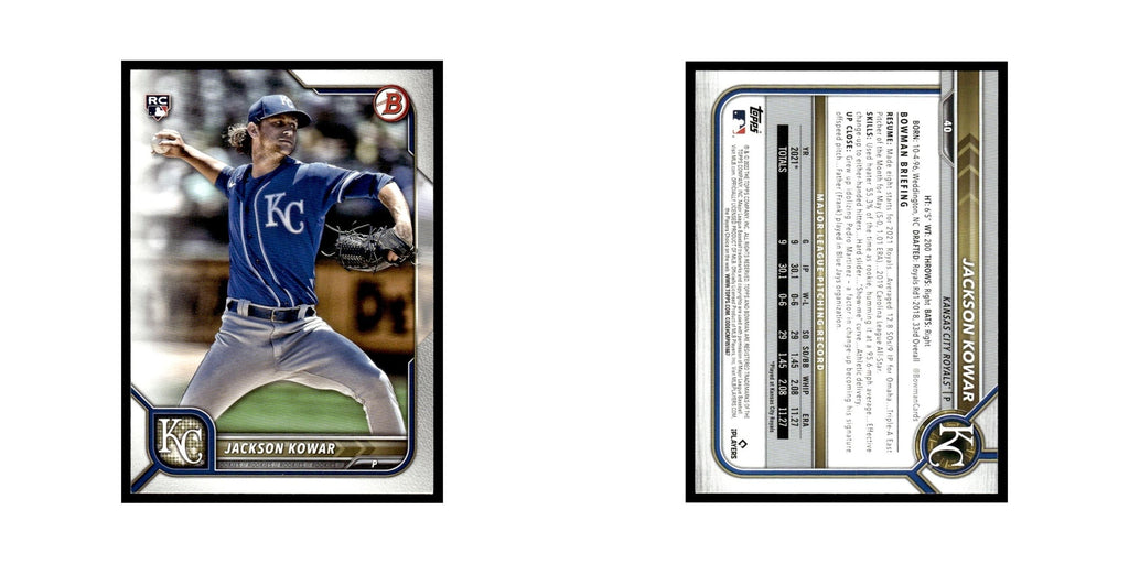 Jackson Kowar Rookie 2022 Bowman #40 Kansas City Royals Baseball Card NM