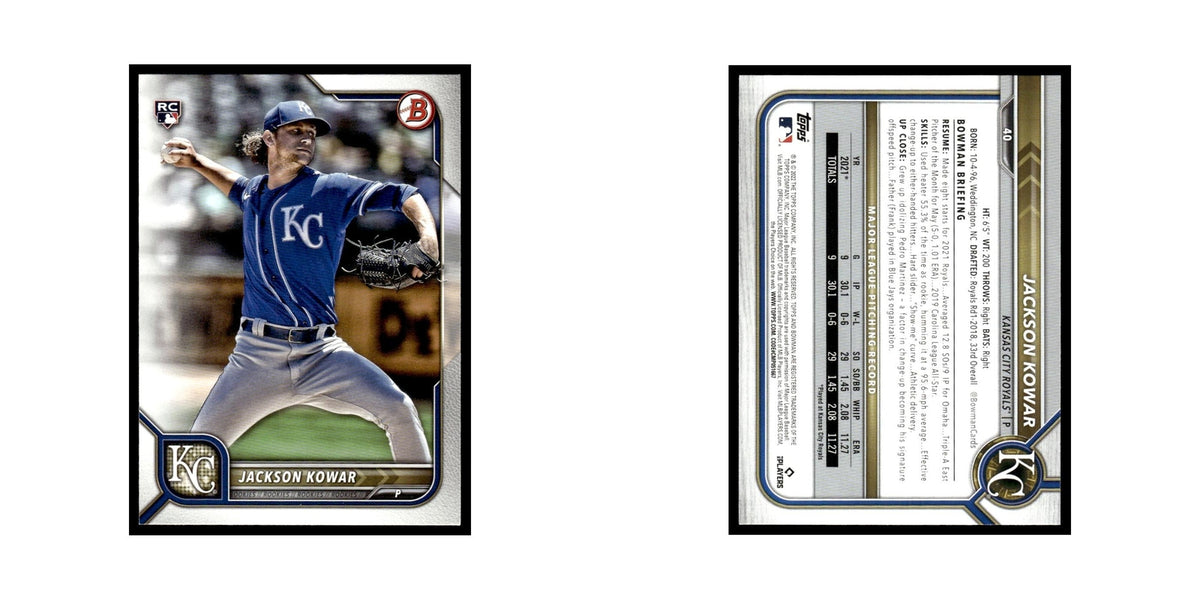 Jackson Kowar Rookie 2022 Bowman #40 Kansas City Royals Baseball Card NM