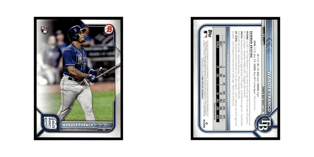 Wander Franco Rookie 2022 Bowman #12 Tampa Bay Rays Baseball Card NM