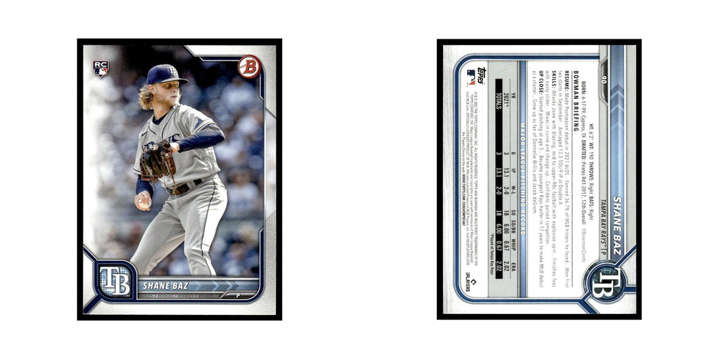 Shane Baz Rookie 2022 Bowman #90 Tampa Bay Rays Baseball Card NM