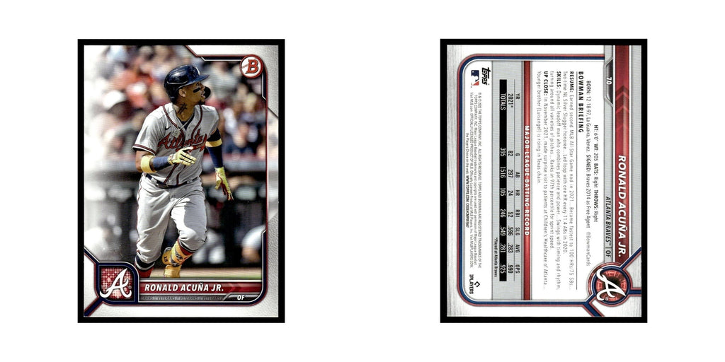 Ronald Acuna Jr. 2022 Bowman #70 Atlanta Braves Baseball Card NM
