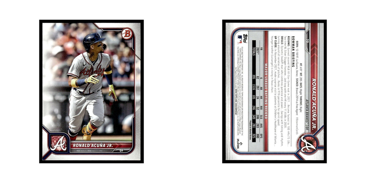 Ronald Acuna Jr. 2022 Bowman #70 Atlanta Braves Baseball Card NM