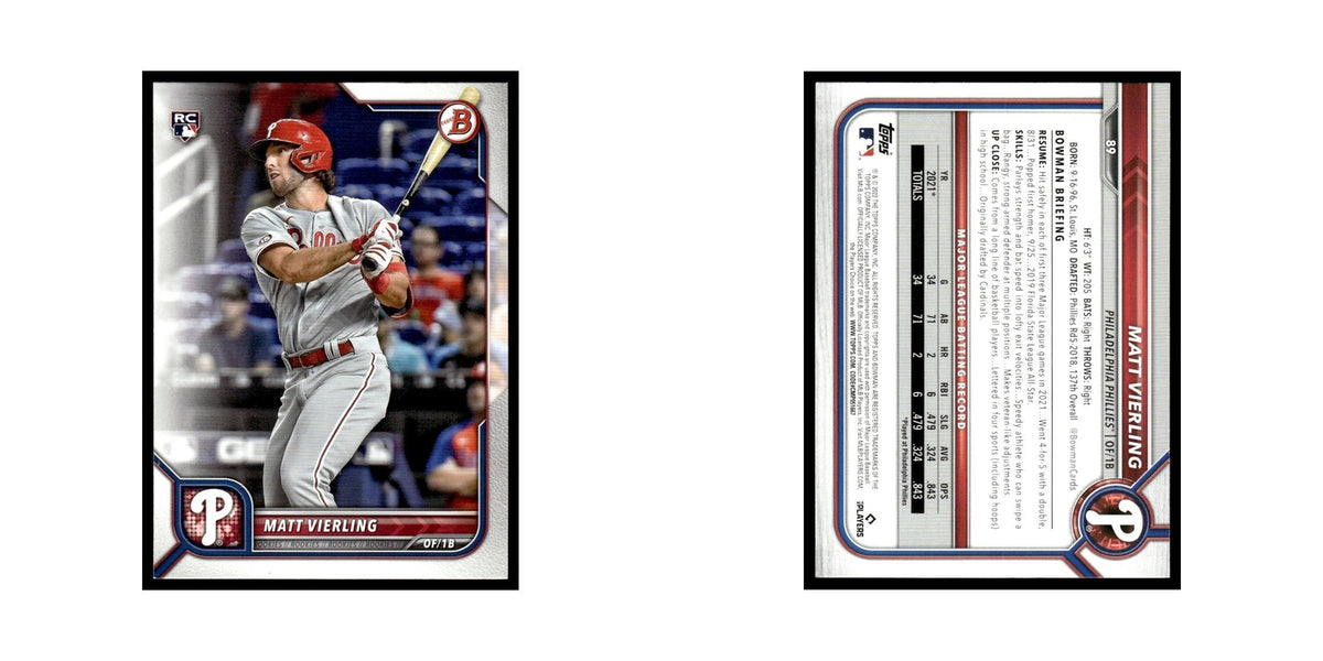 Matt Vierling Rookie 2022 Bowman #89 Philadelphia Phillies Baseball Card NM