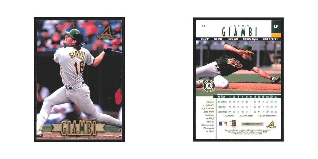 1997 Pinnacle Jason Giambi Athletics #74