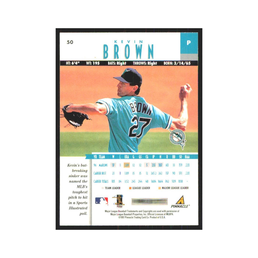 1997 Pinnacle Kevin Brown Florida Marlins #50