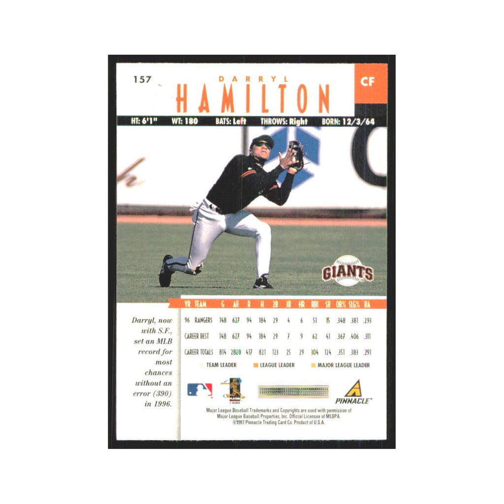 1997 Pinnacle Darryl Hamilton Giants #157