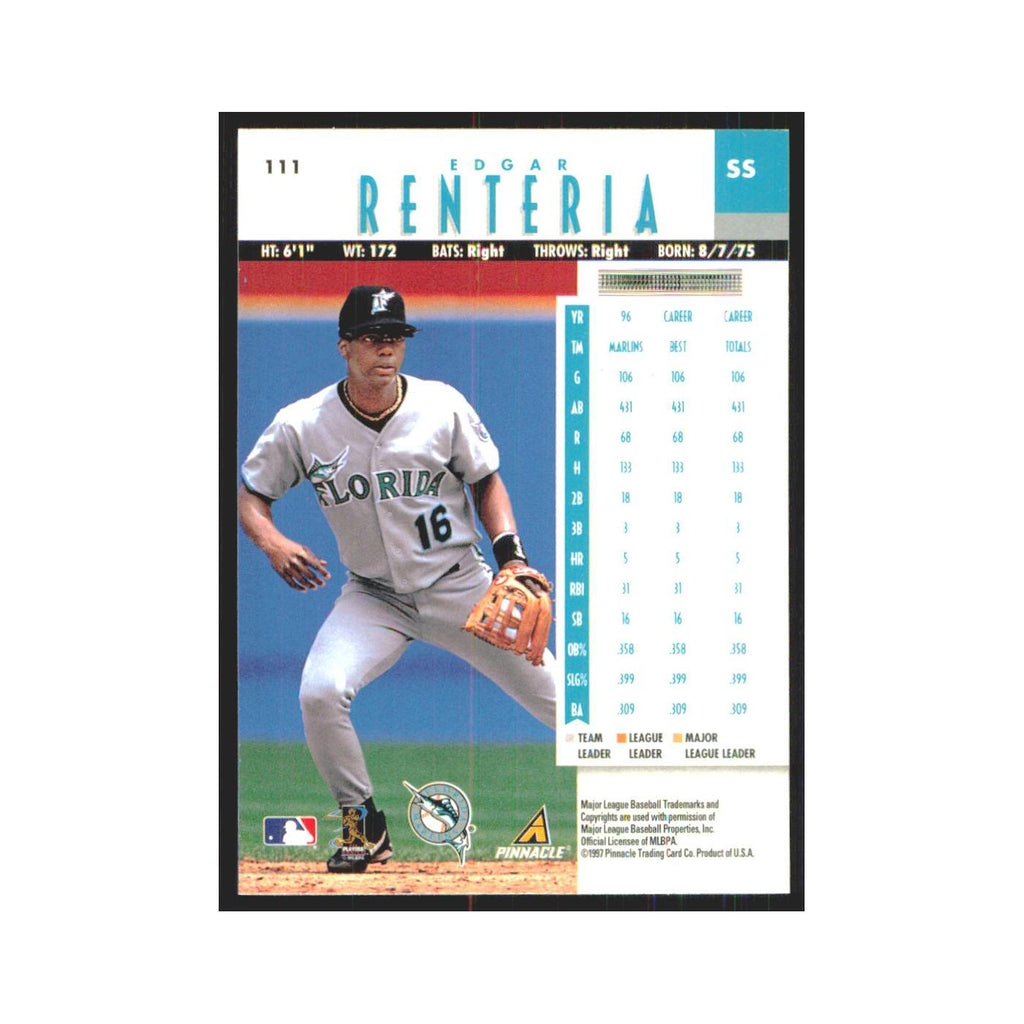 1997 Pinnacle Edgar Renteria Florida Marlins #111