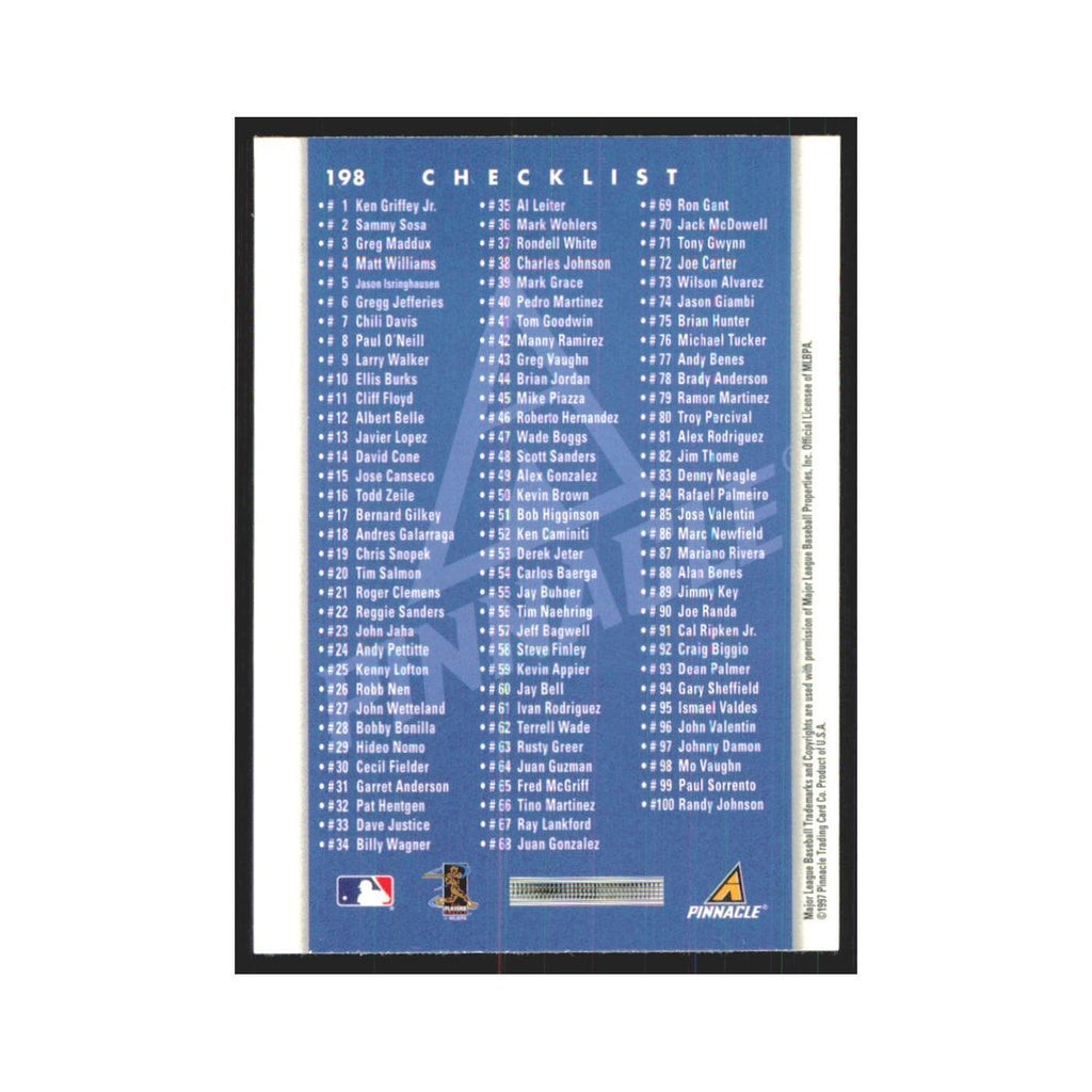 1997 Pinnacle Checklist Montreal Expos #198
