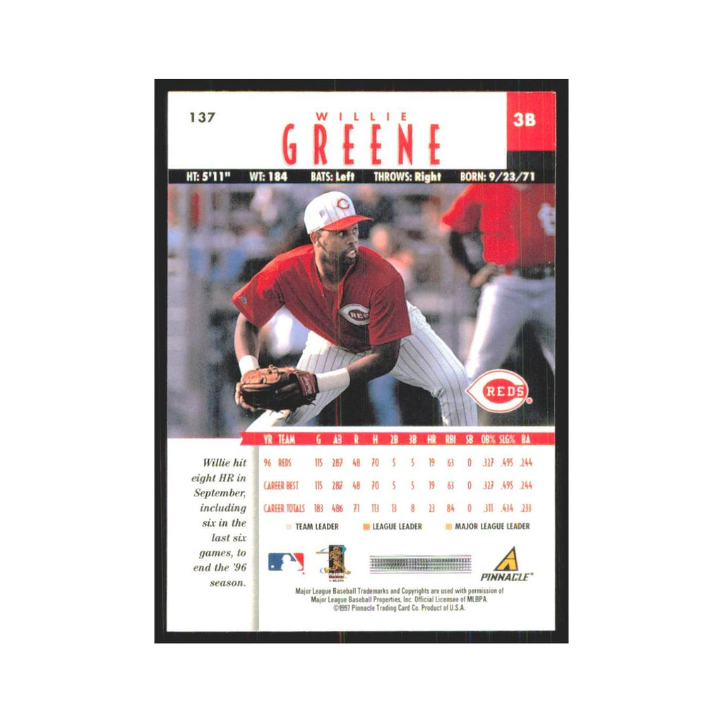 1997 Pinnacle Willie Greene Reds #137