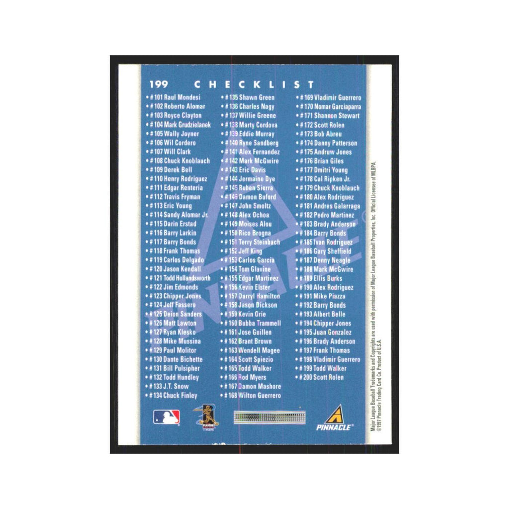 1997 Pinnacle Checklist Angels #199