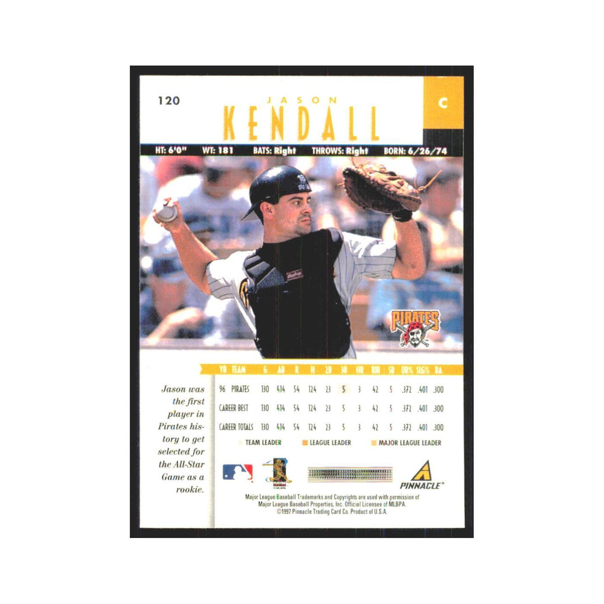 1997 Pinnacle Jason Kendall Pirates #120