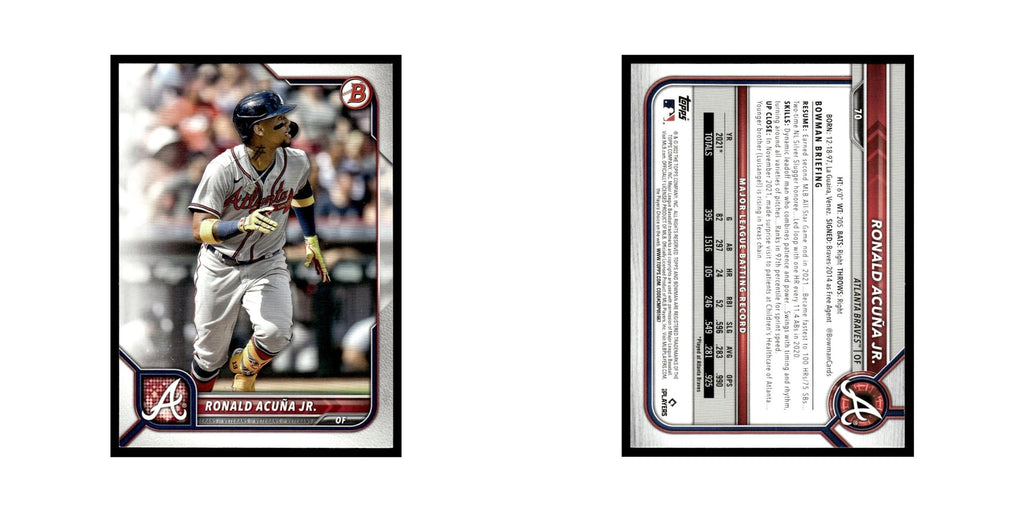 Ronald Acuna Jr 2022 Bowman #70 Atlanta Braves Baseball Card NM