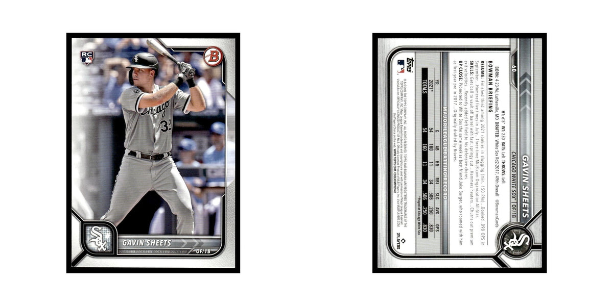 Gavin Sheets Rookie 2022 Bowman #60 Chicago White Sox Baseball Card NM