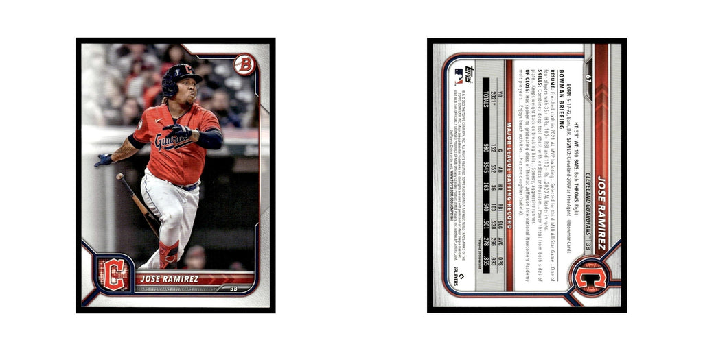 Jose Ramirez 2022 Bowman #67 Cleveland Guardians Baseball Card NM