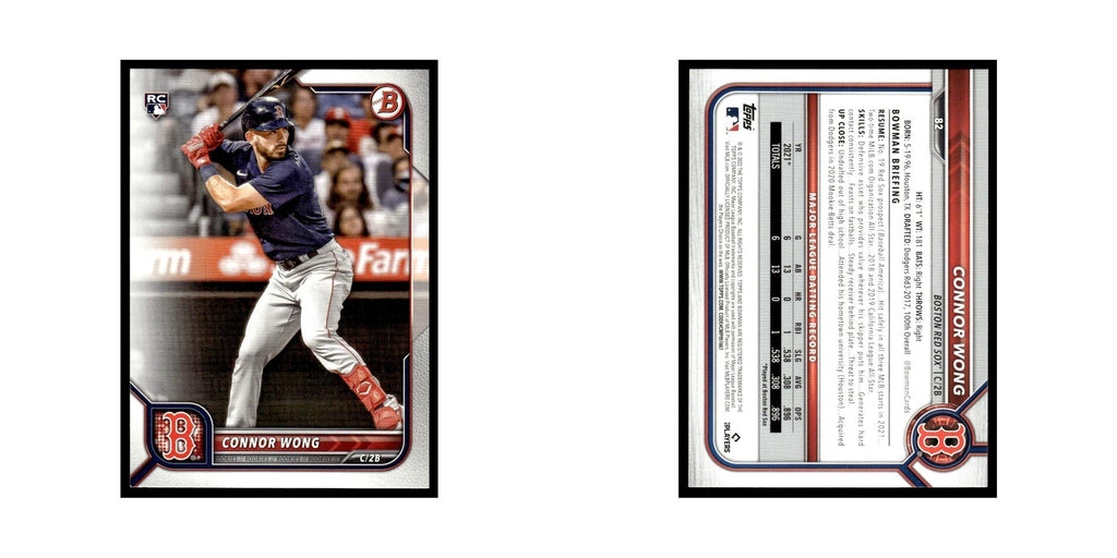 Connor Wong Rookie 2022 Bowman #82 Boston Red Sox Baseball Card NM
