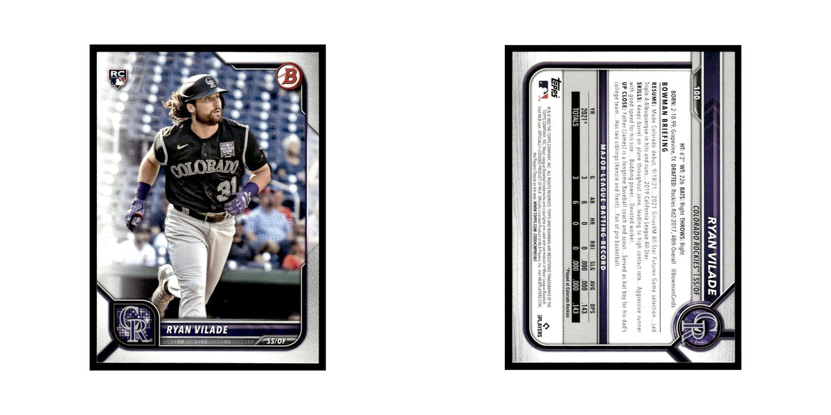 Ryan Vilade Rookie 2022 Bowman #100 Colorado Rockies Baseball Card NM
