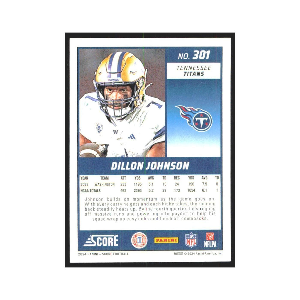 2024 Score Dillon Johnson RC Titans #301