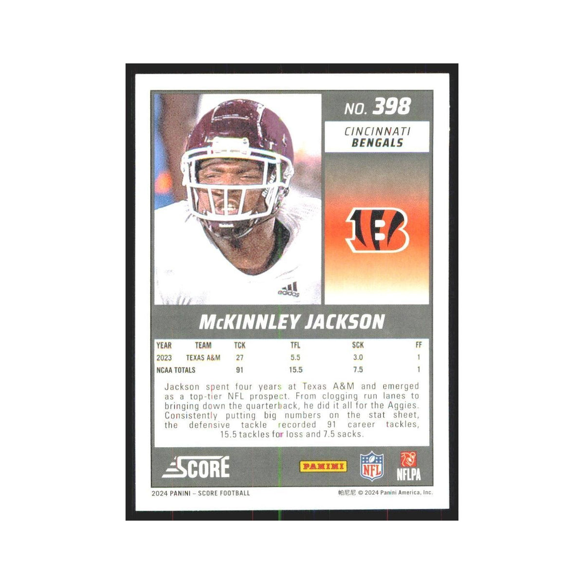 2024 Score McKinnley Jackson RC Bengals #398