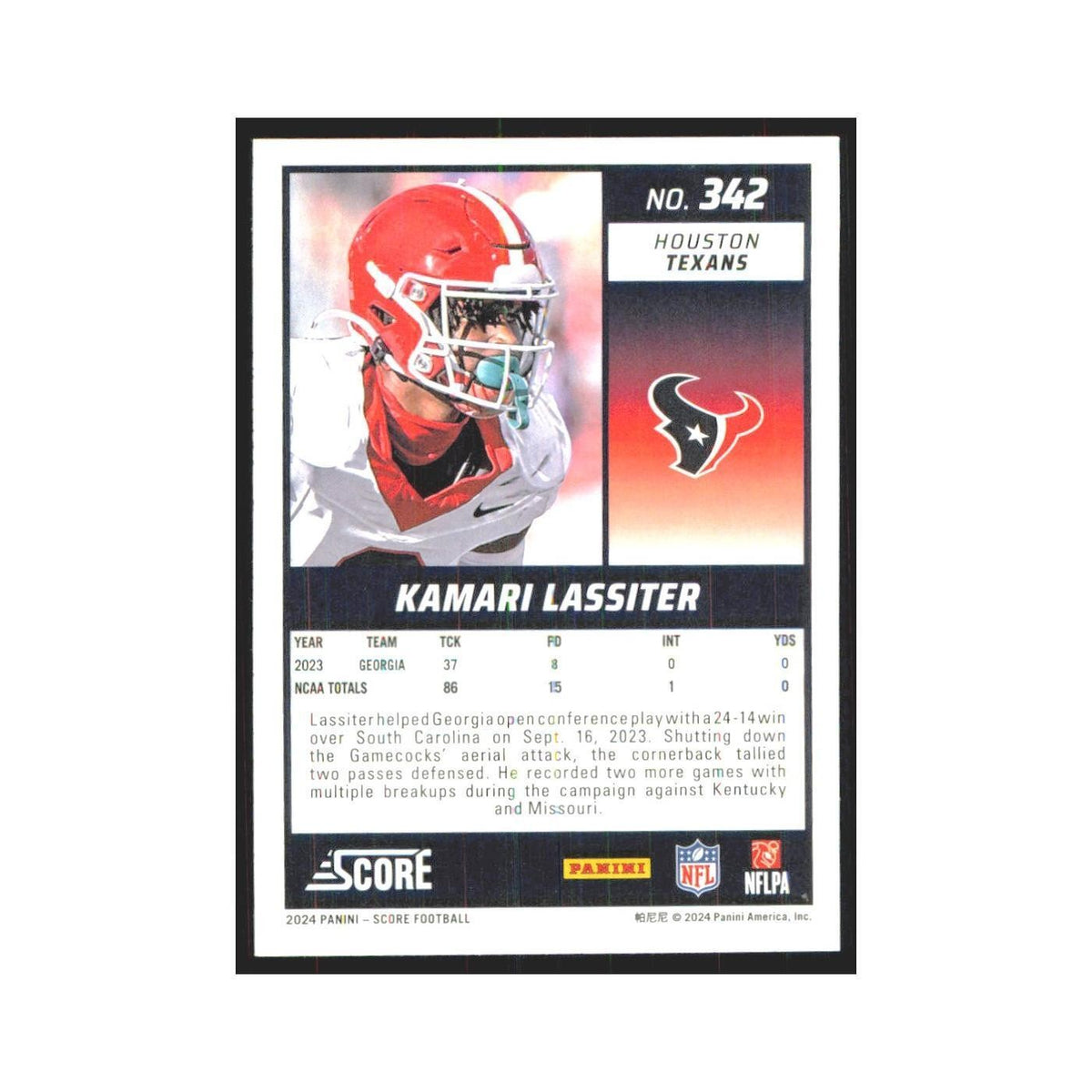 2024 Score Kamari Lassiter RC Texans #342