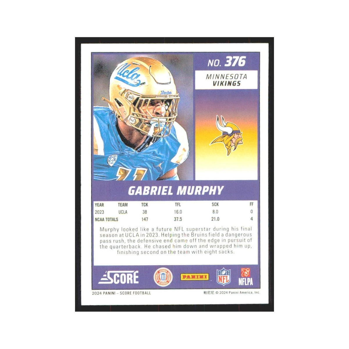 2024 Score Gabriel Murphy RC Vikings #376