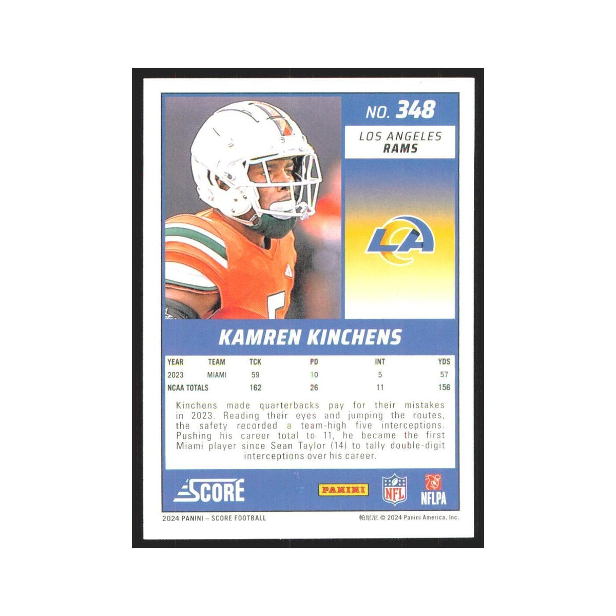 2024 Score Kamren Kinchens RC Rams #348