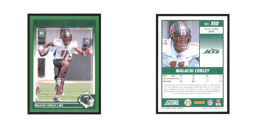 2024 Score Malachi Corley RC Jets #350