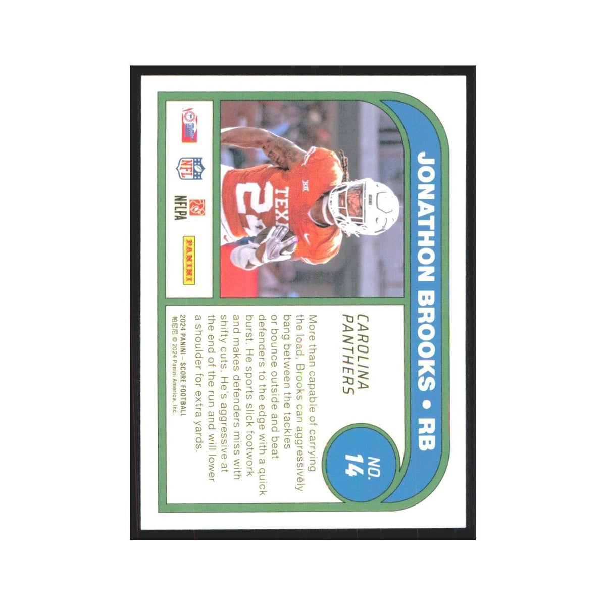 2024 Score Jonathon Brooks Panthers #14