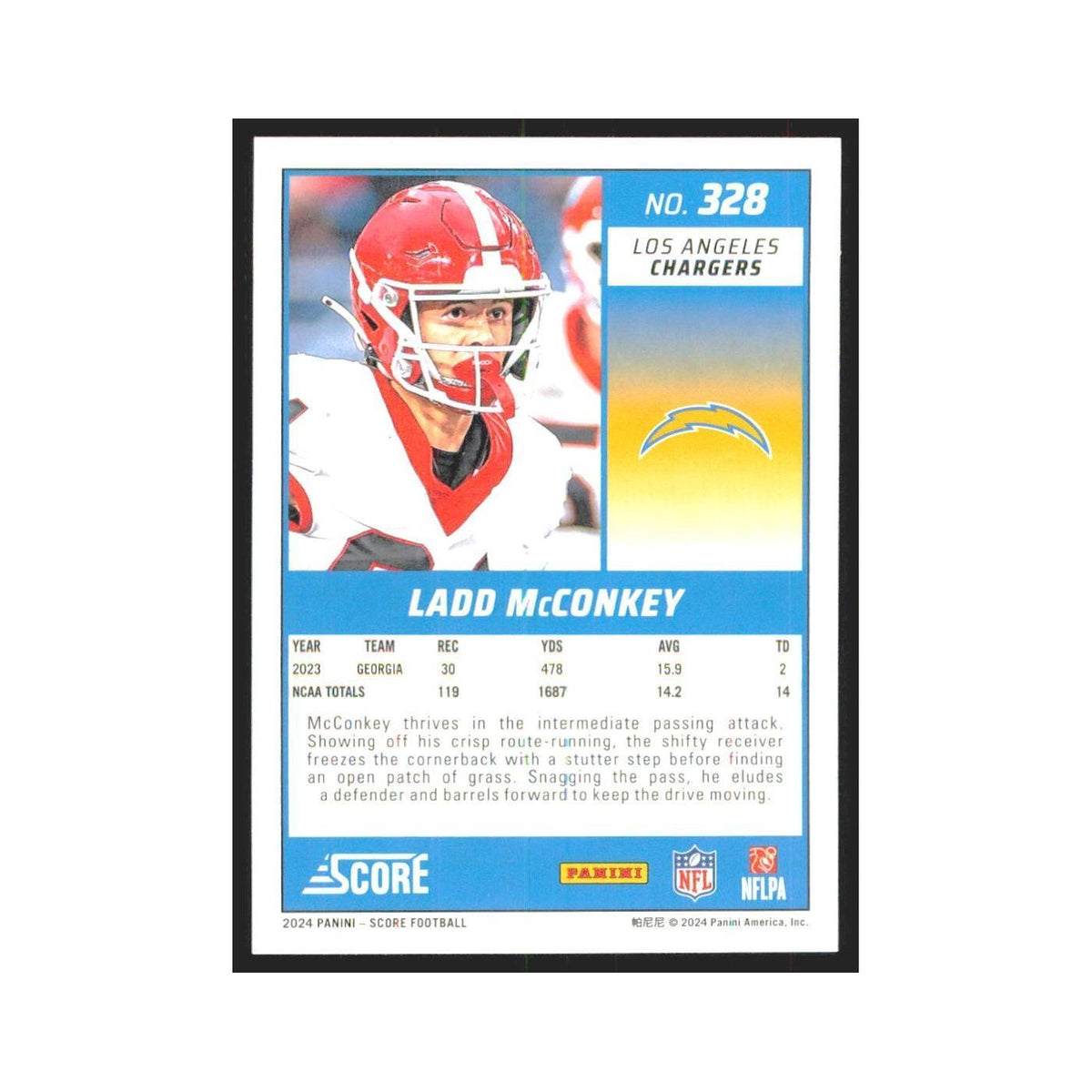 2024 Score Ladd McConkey RC Chargers #328